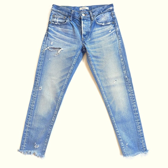 MOUSSY VINTAGE KELLEY TAPERED STRAIGHT DISTRESSED RAW-HEM ANKLE JEANS Sz26 - Picture 2 of 13